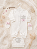 سرهم نوزادی سه تکه مدل پاپیون بدو تولد الی سه ماه